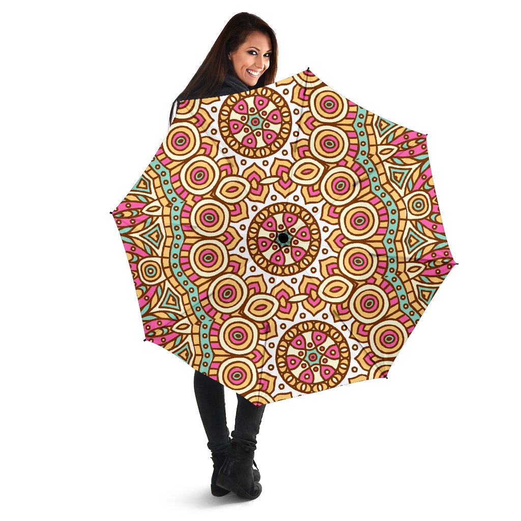 Pastel Ethnic Mandala Print Foldable Umbrella