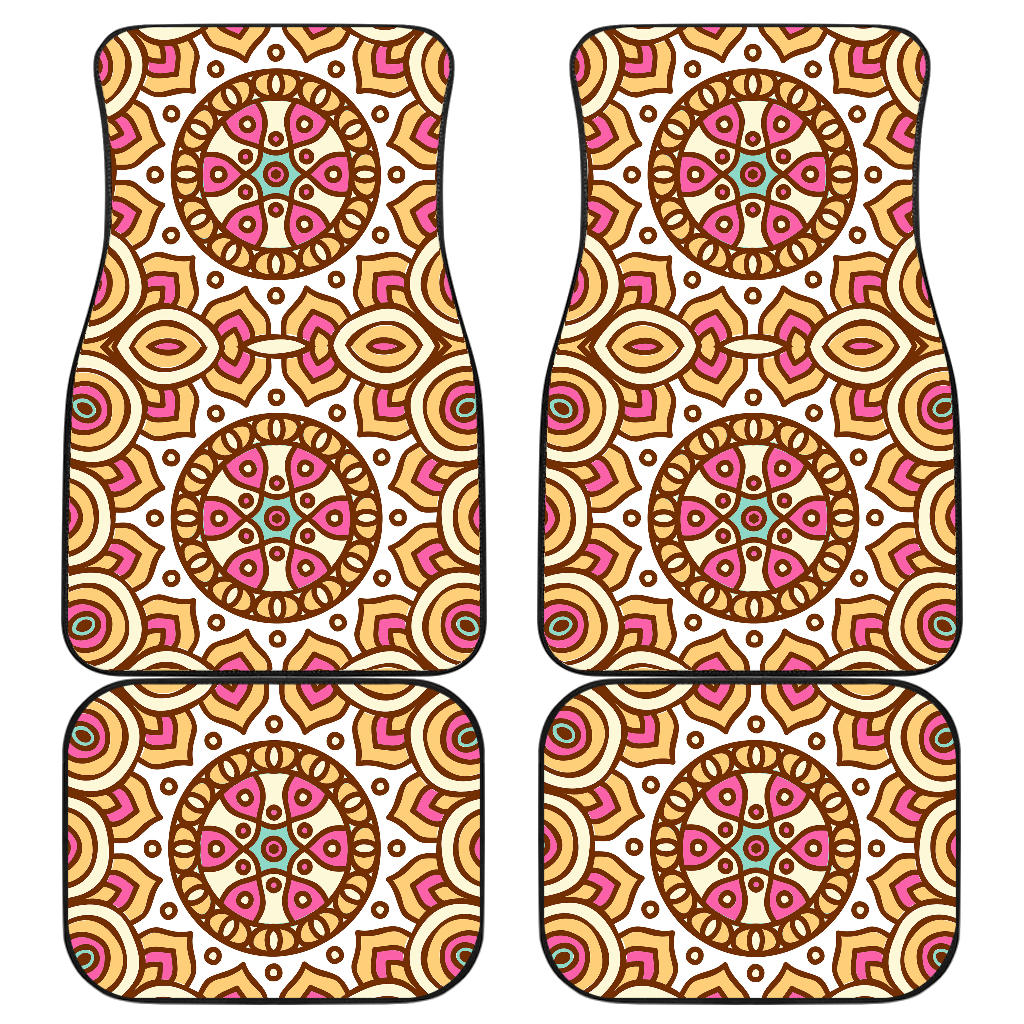 Pastel Ethnic Mandala Print Front and Back Car Floor Mats