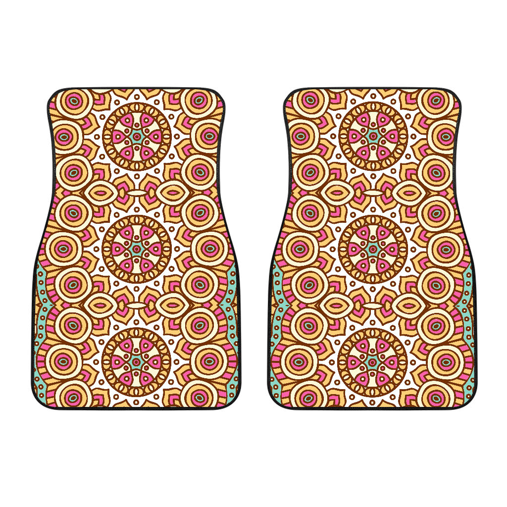 Pastel Ethnic Mandala Print Front Car Floor Mats