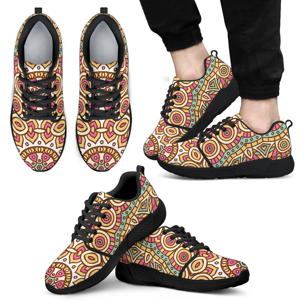 Pastel Ethnic Mandala Print Men's Athletic Shoes