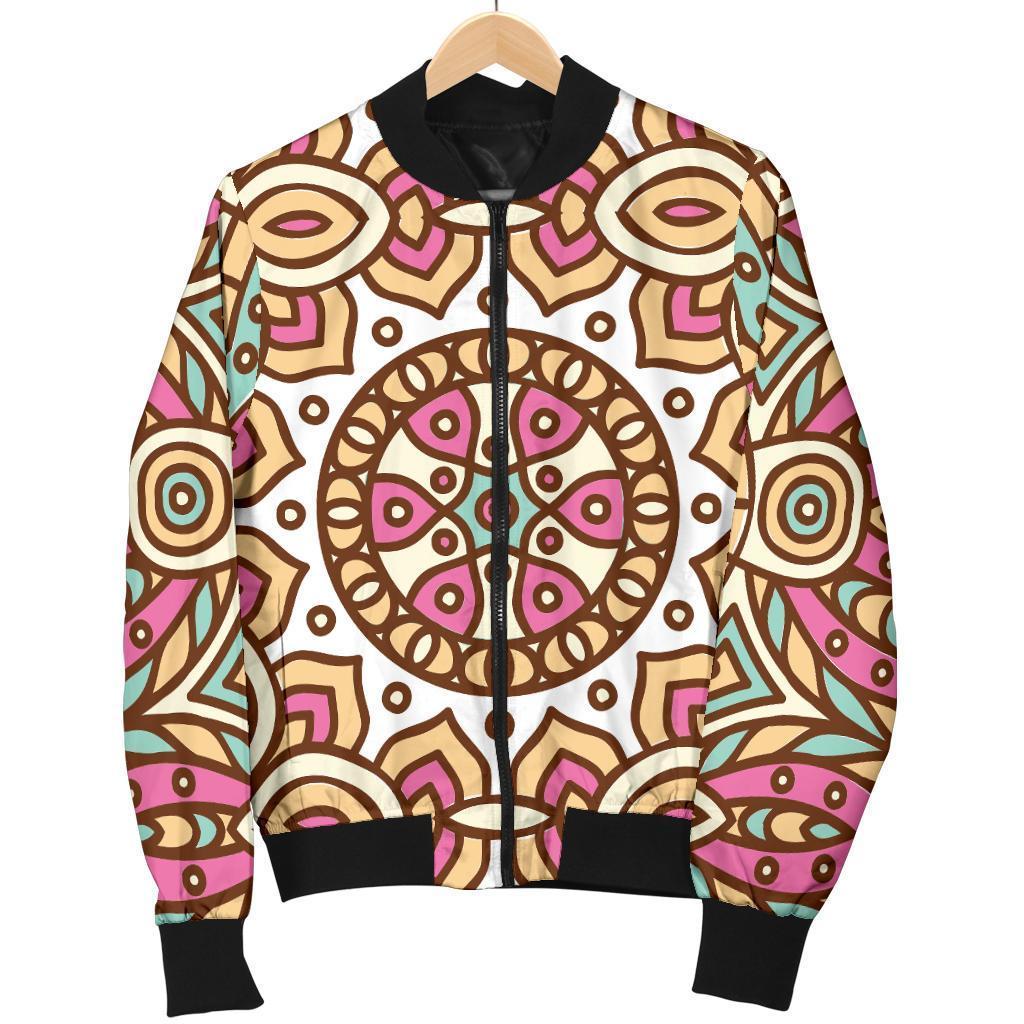 Pastel Ethnic Mandala Print Men's Bomber Jacket