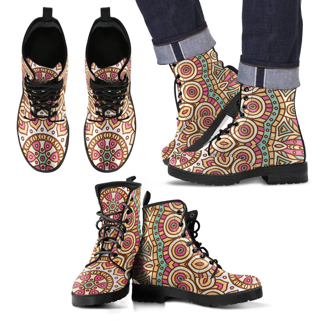 Pastel Ethnic Mandala Print Men's Boots