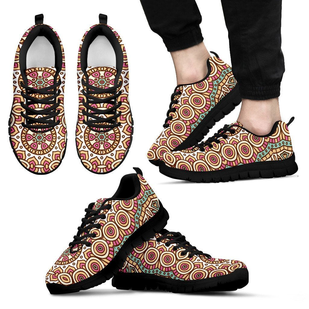 Pastel Ethnic Mandala Print Men's Sneakers