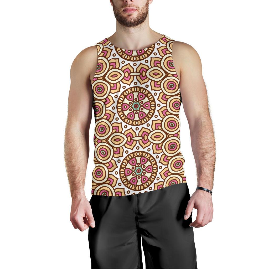 Pastel Ethnic Mandala Print Men's Tank Top