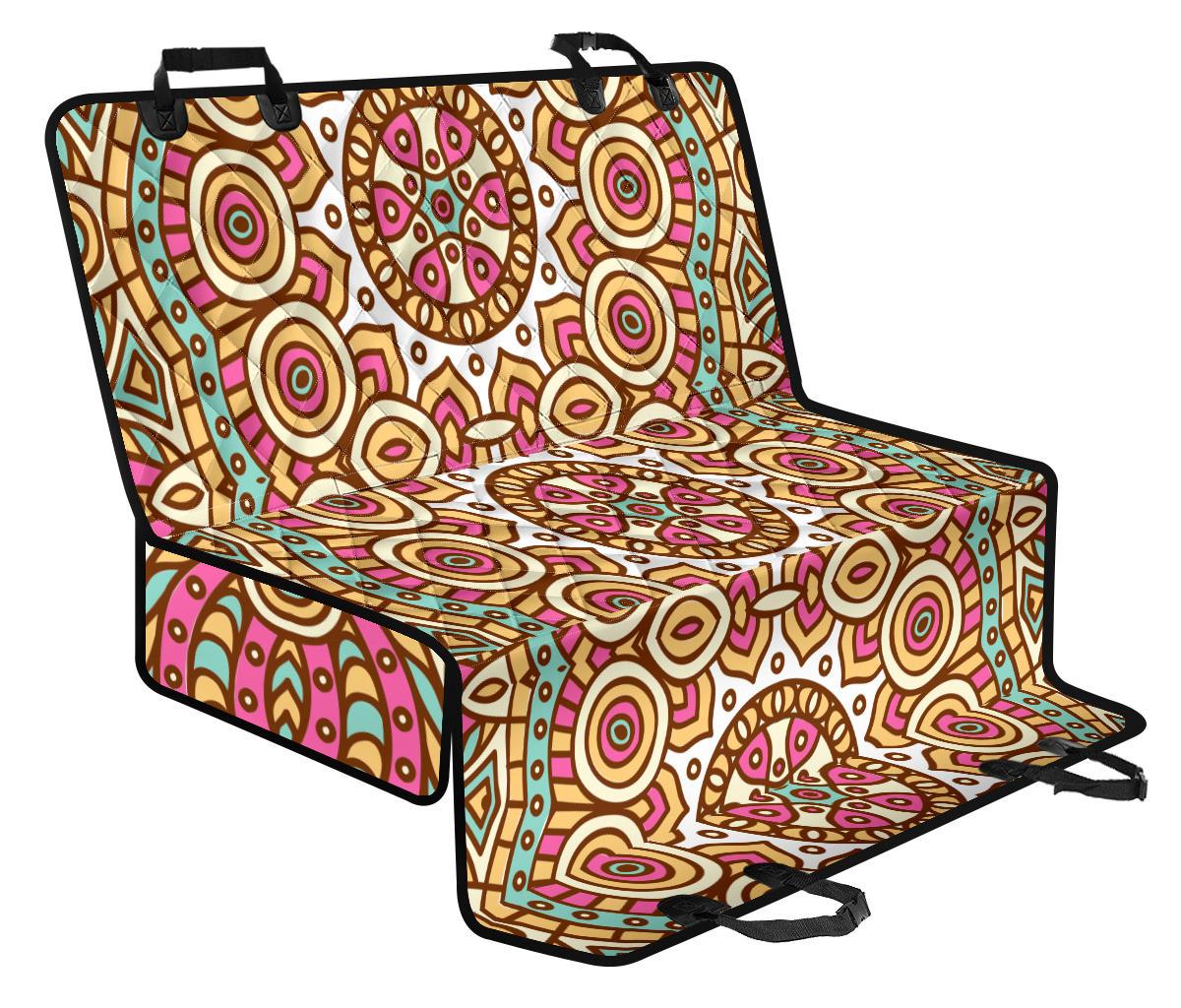 Pastel Ethnic Mandala Print Pet Car Back Seat Cover