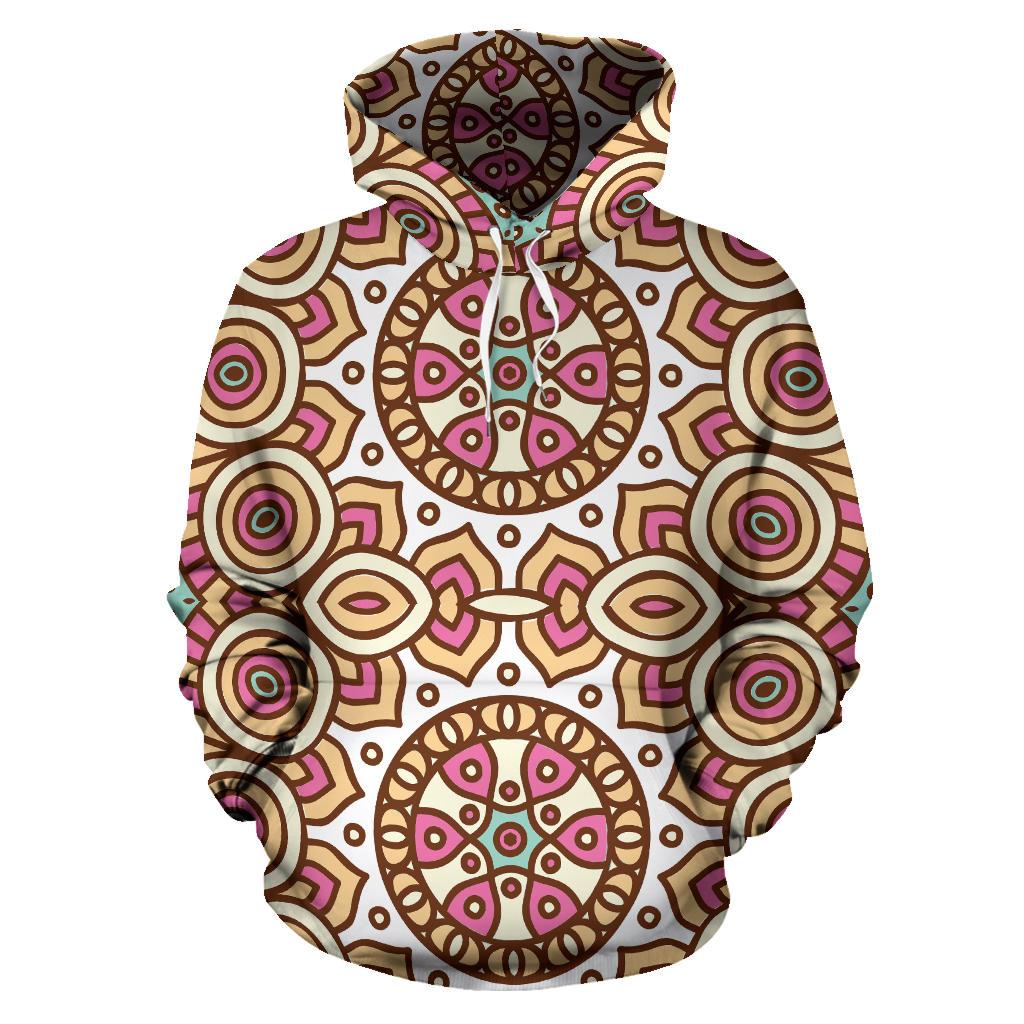 Pastel Ethnic Mandala Print Pullover Hoodie