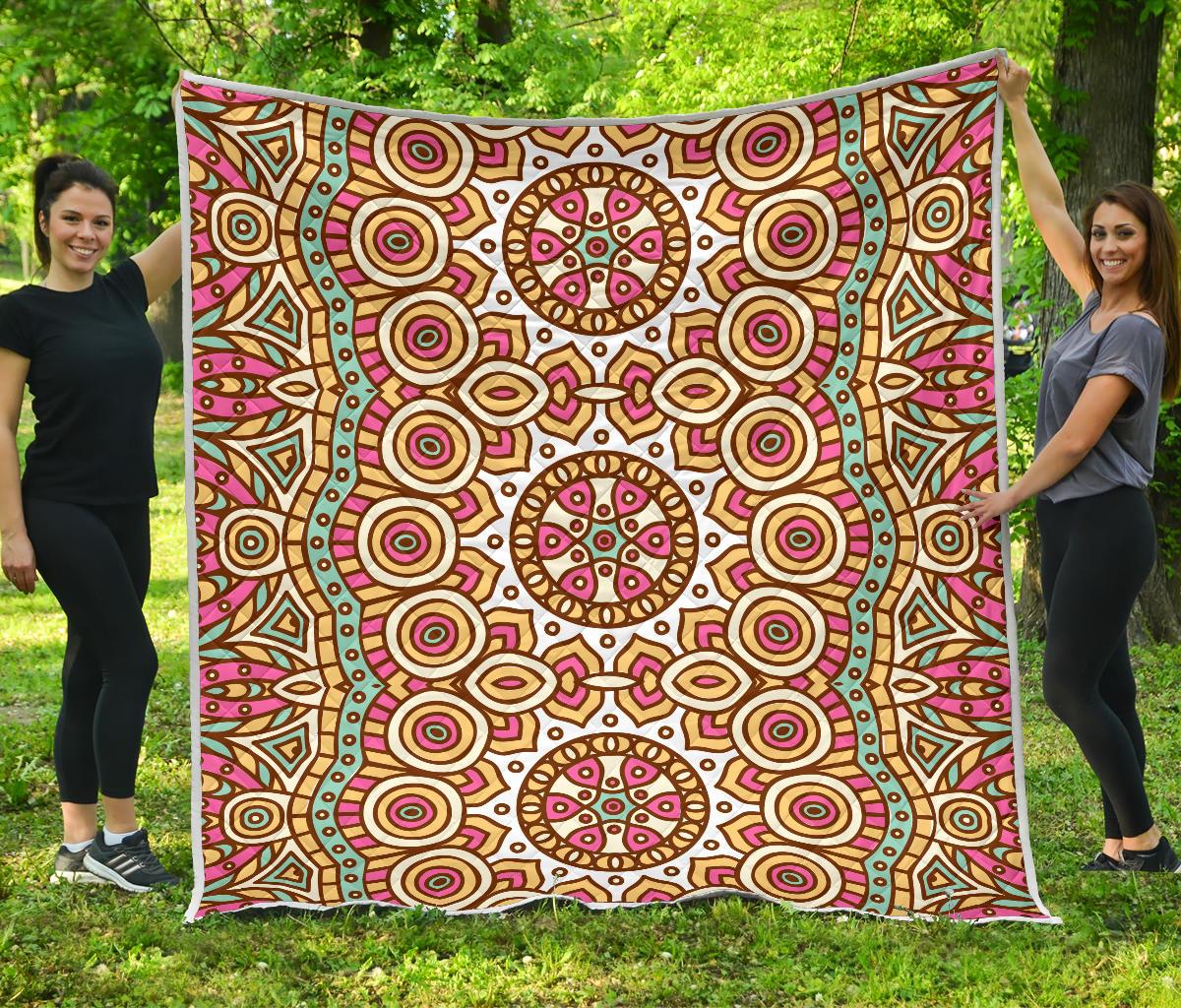 Pastel Ethnic Mandala Print Quilt