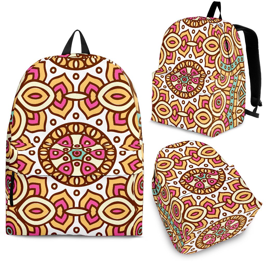 Pastel Ethnic Mandala Print School Backpack