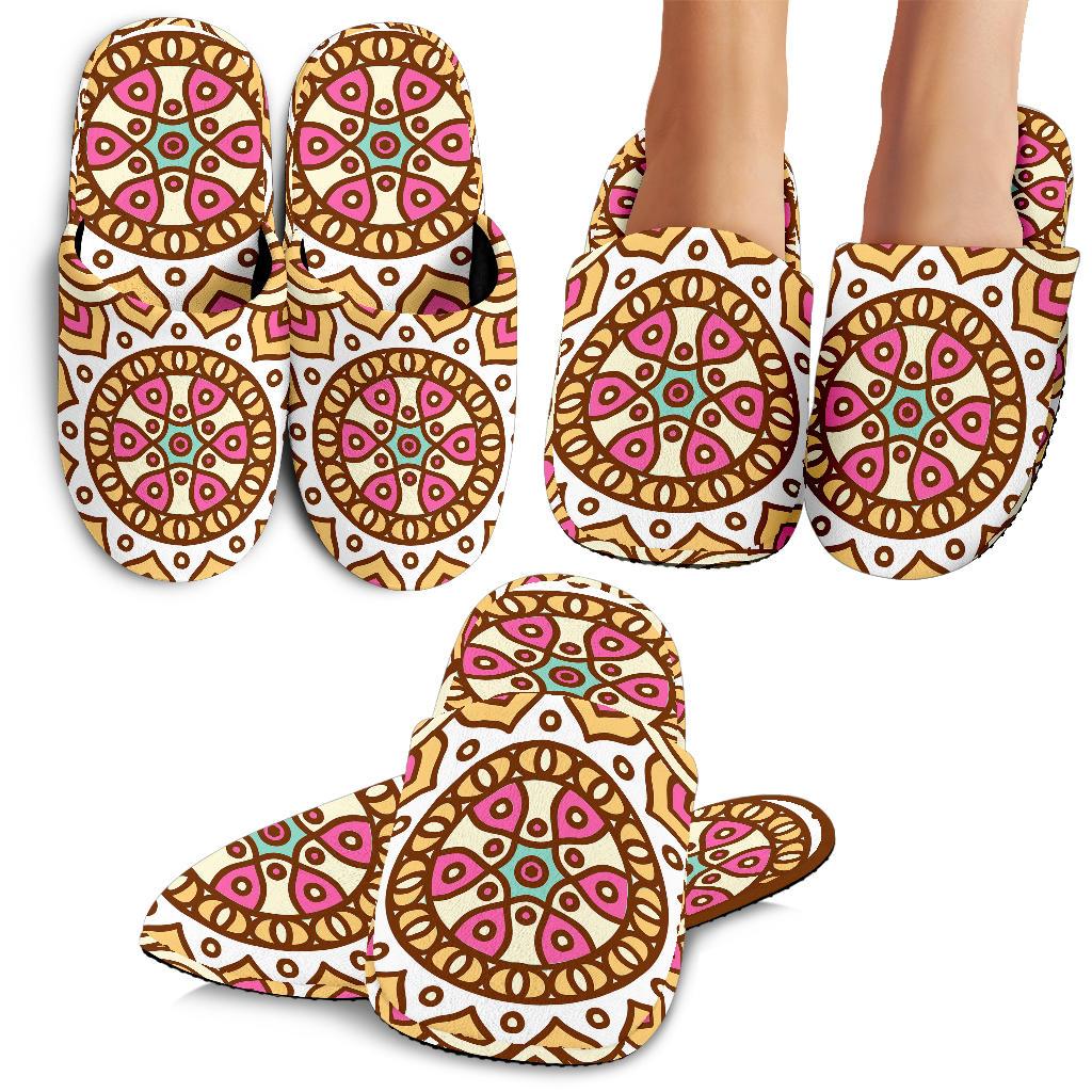 Pastel Ethnic Mandala Print Slippers