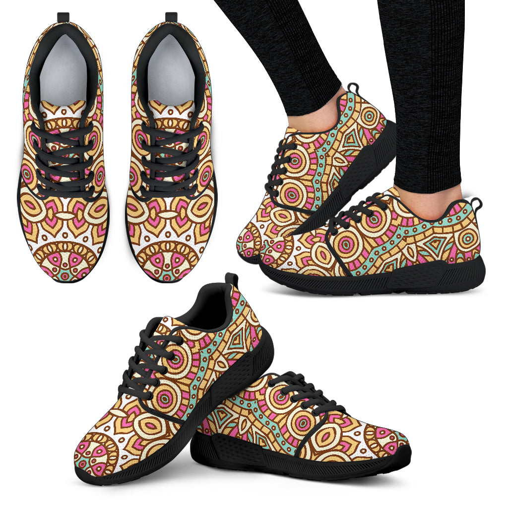 Pastel Ethnic Mandala Print Women's Athletic Shoes