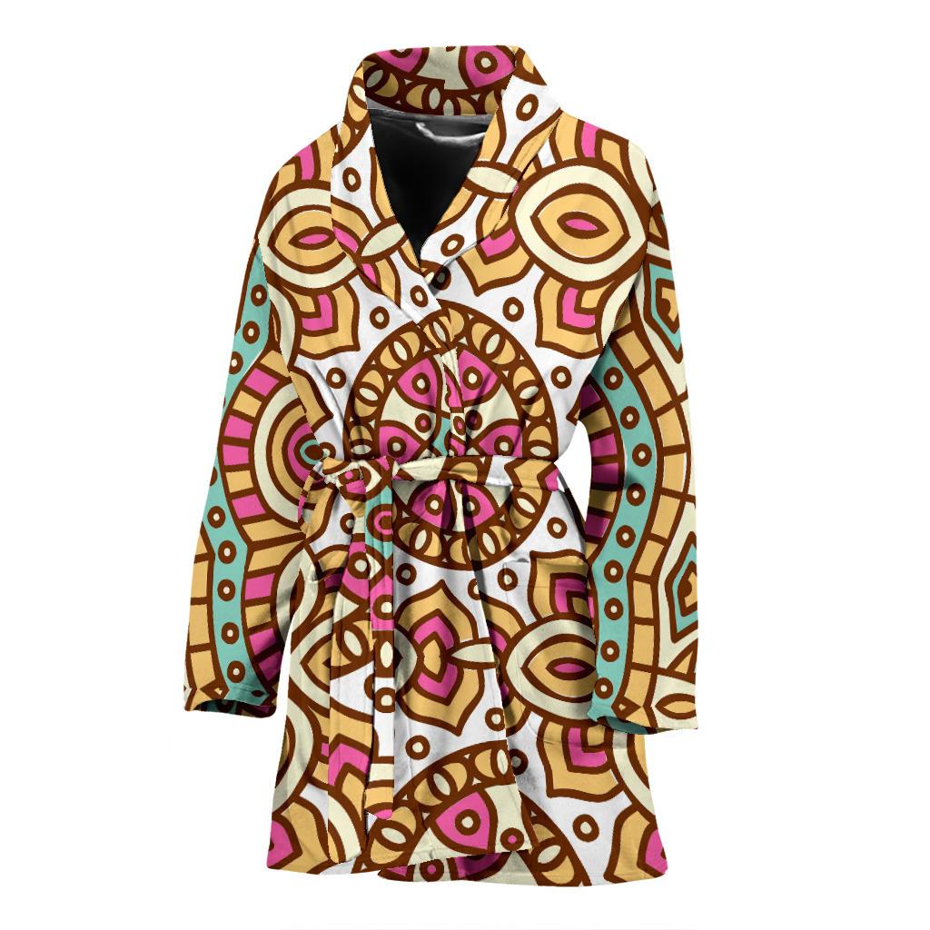 Pastel Ethnic Mandala Print Women's Bathrobe