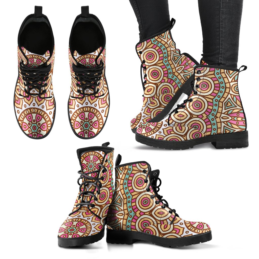 Pastel Ethnic Mandala Print Women's Boots