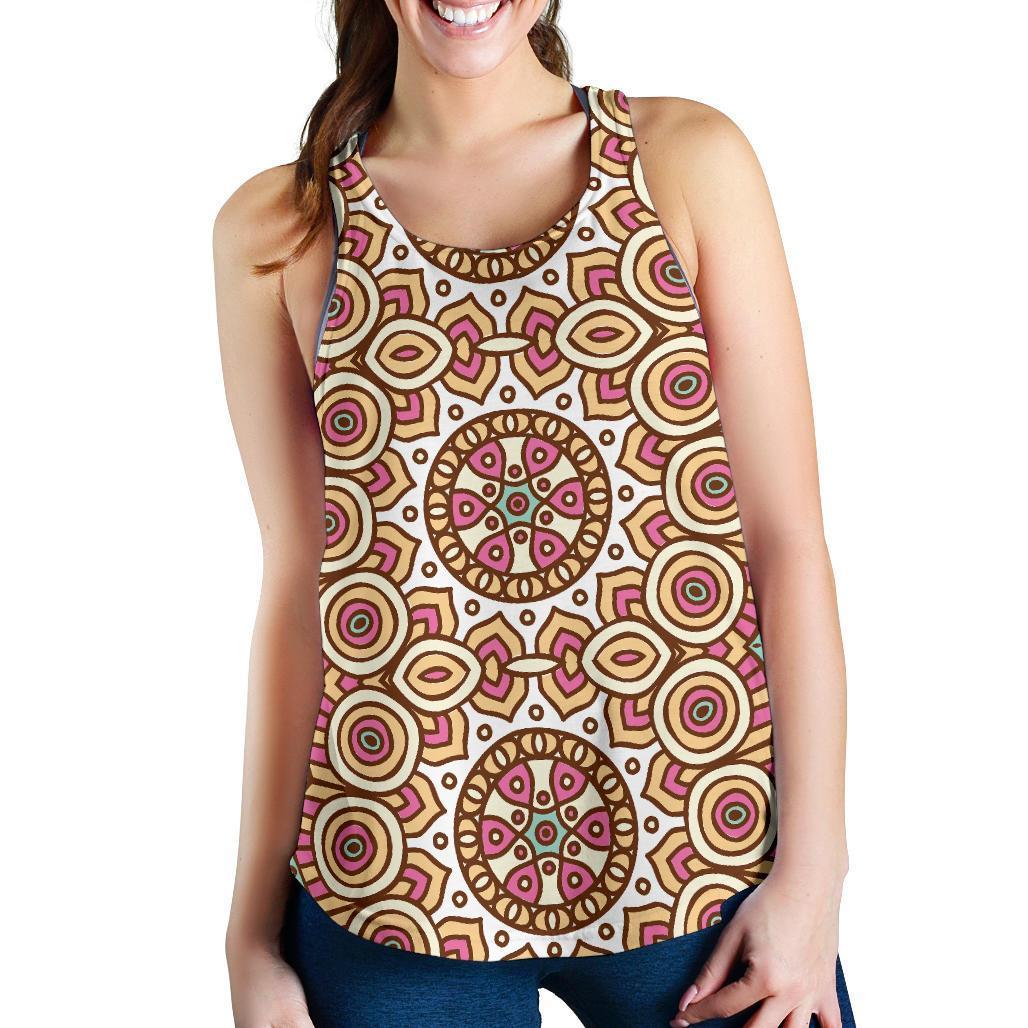 Pastel Ethnic Mandala Print Women's Racerback Tank Top