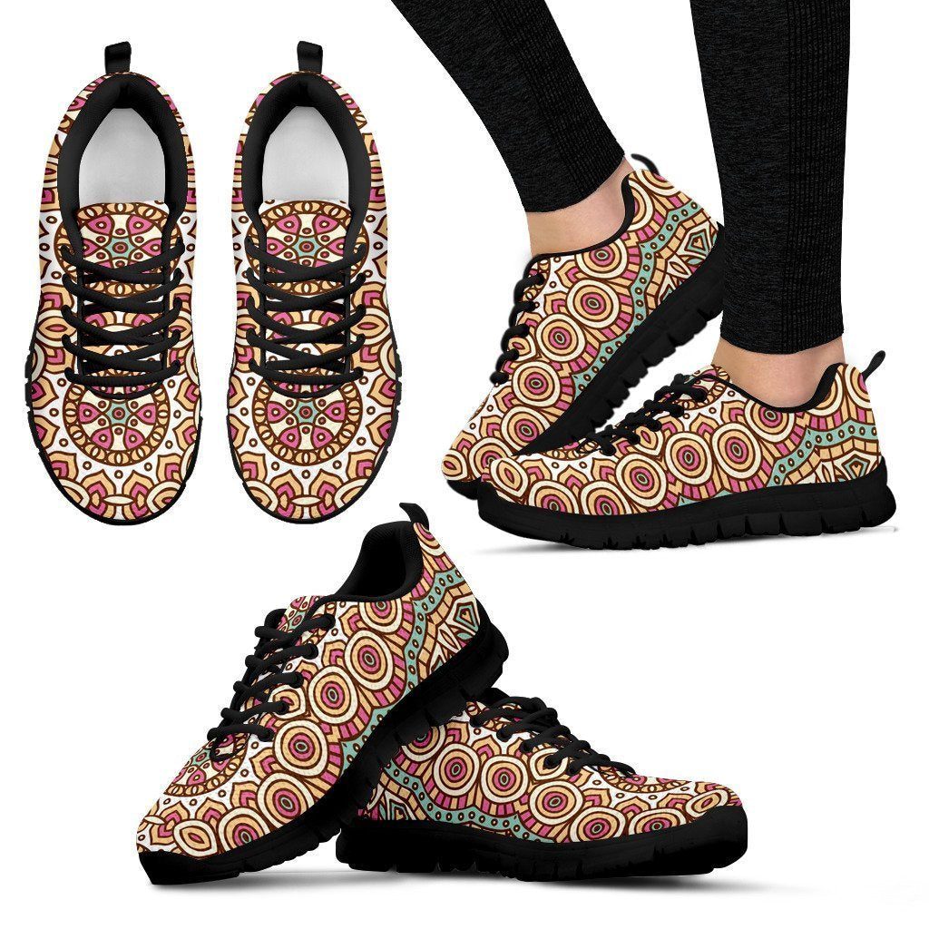 Pastel Ethnic Mandala Print Women's Sneakers