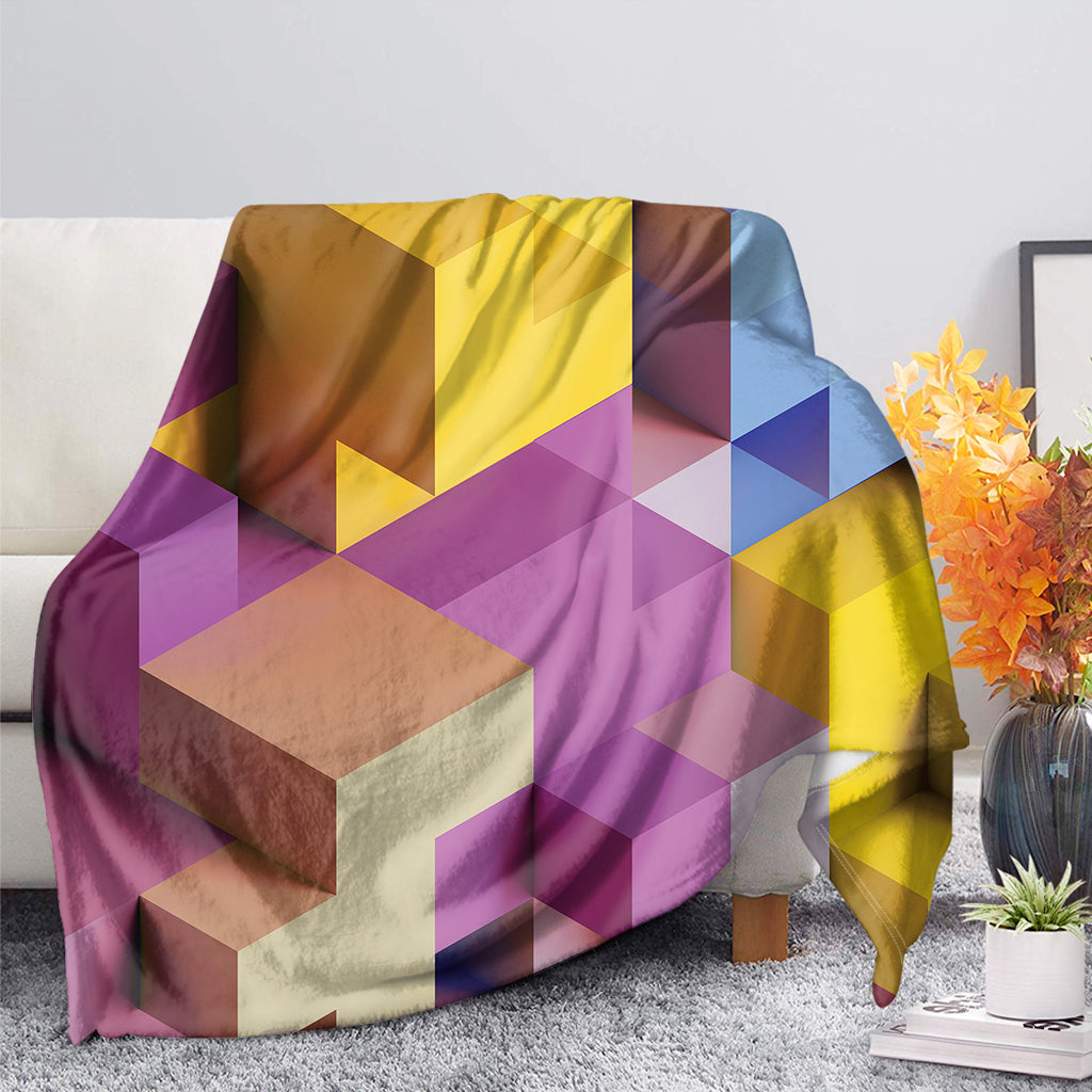 Pastel Geometric Cubic Print Blanket