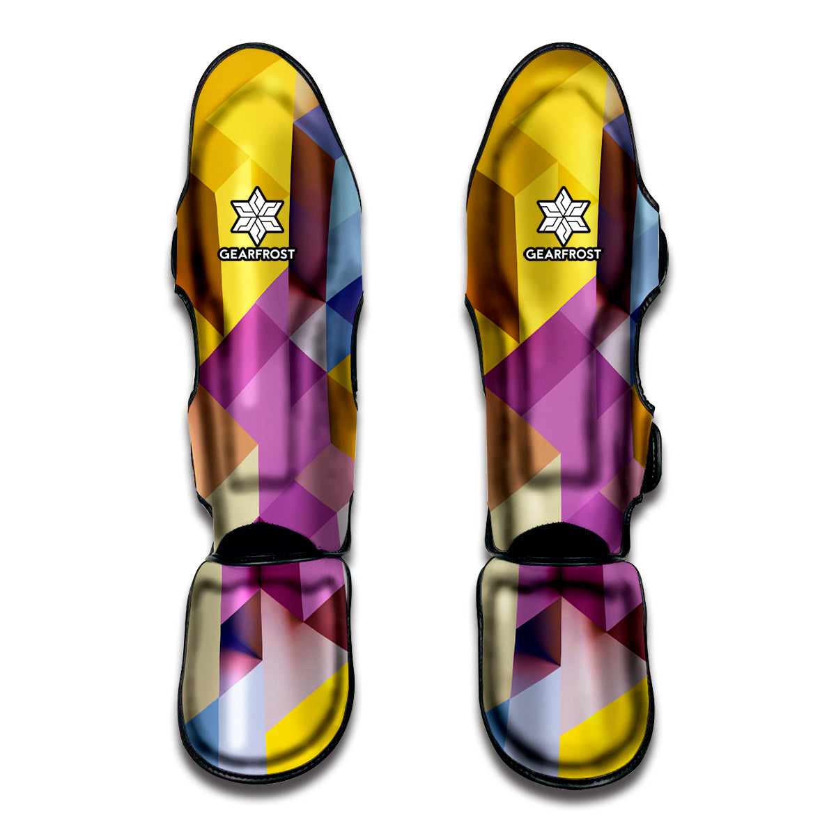 Pastel Geometric Cubic Print Muay Thai Shin Guards