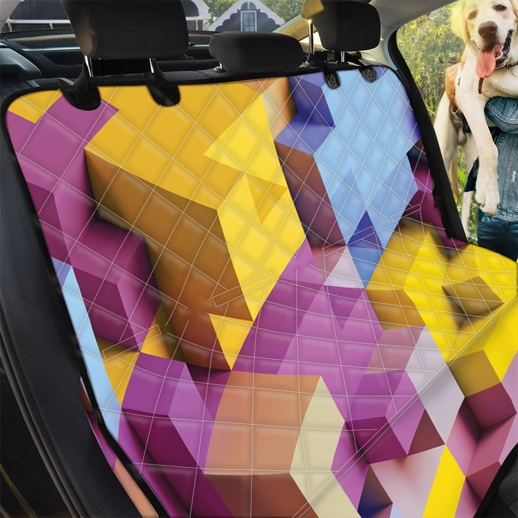 Pastel Geometric Cubic Print Pet Car Back Seat Cover