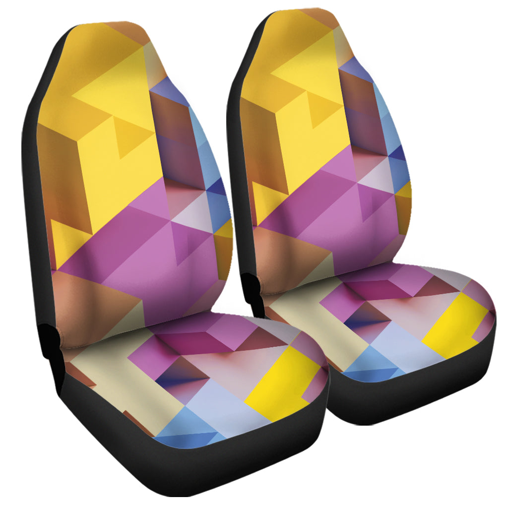 Pastel Geometric Cubic Print Universal Fit Car Seat Covers