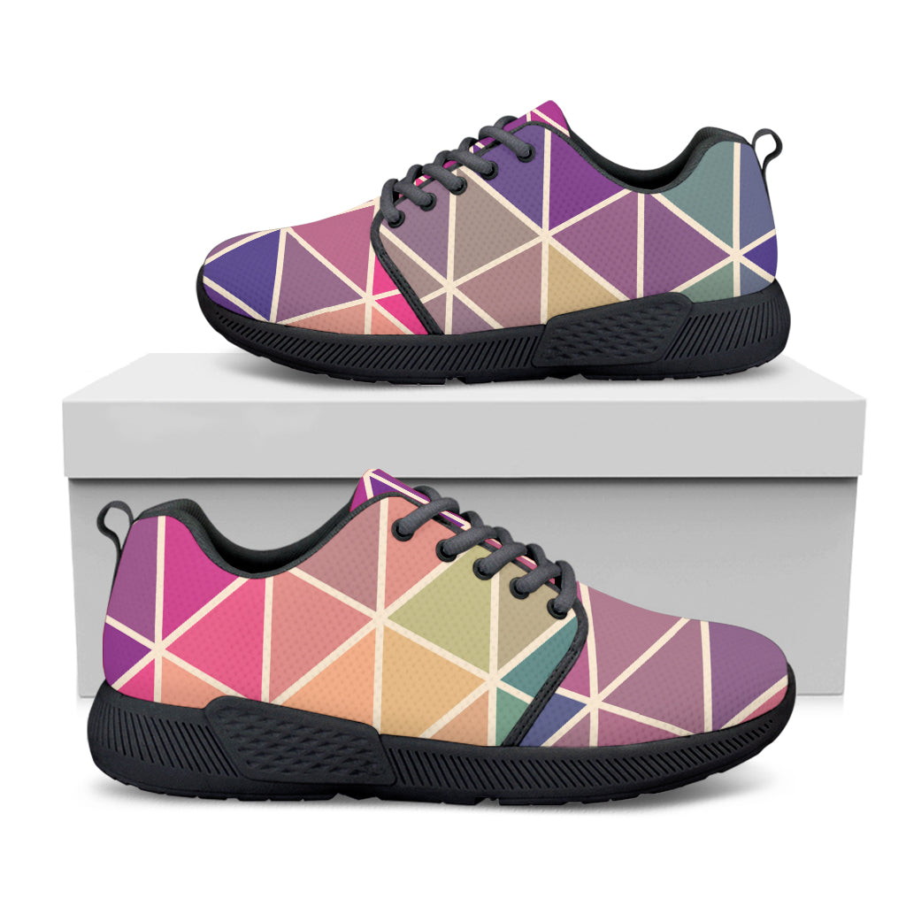 Pastel Geometric Shape Pattern Print Black Athletic Shoes