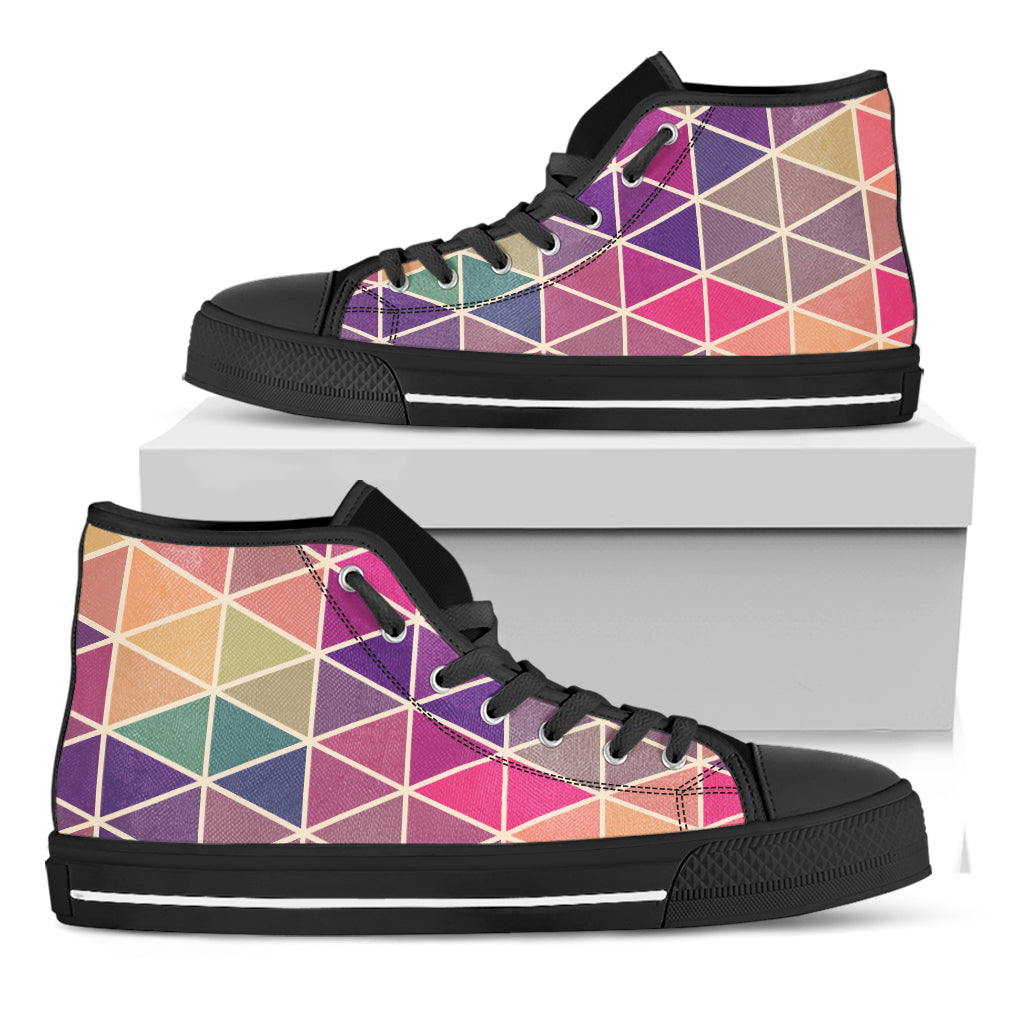 Pastel Geometric Shape Pattern Print Black High Top Shoes