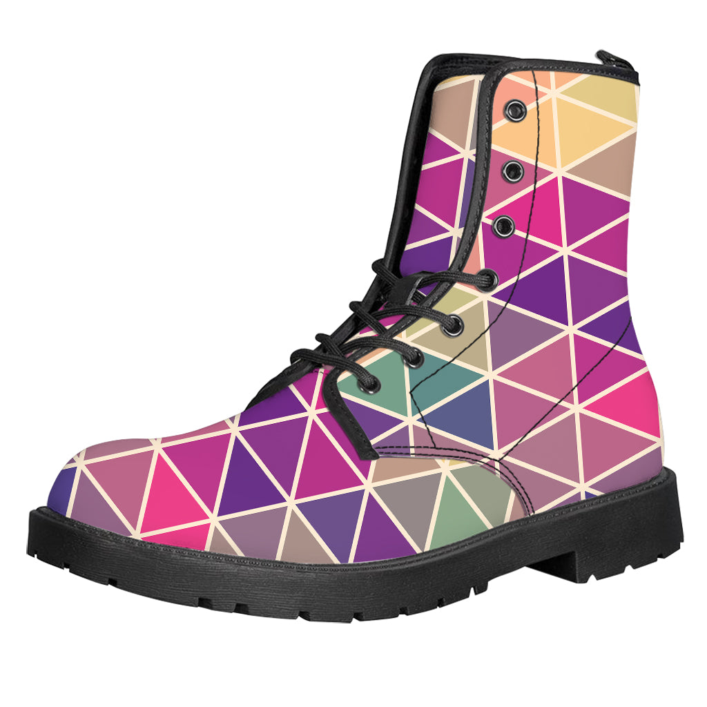 Pastel Geometric Shape Pattern Print Leather Boots