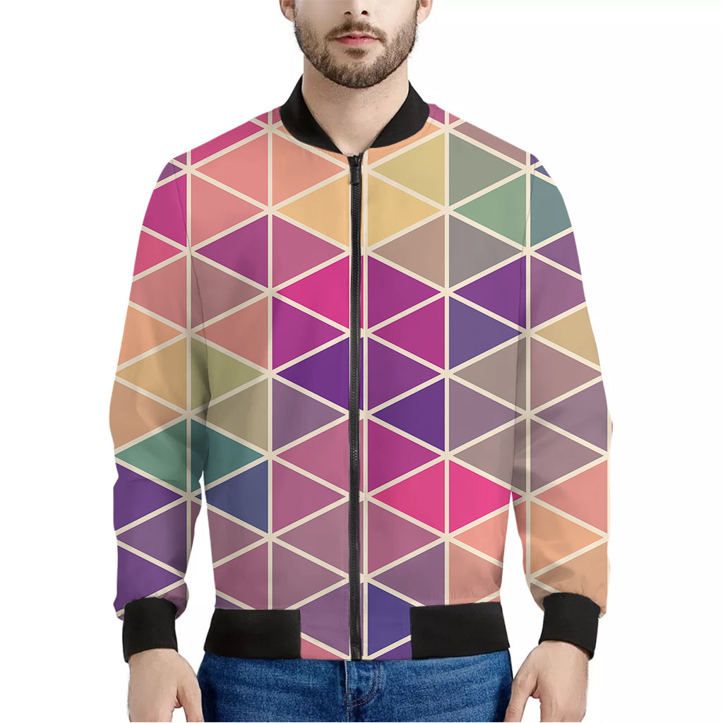 Pastel Geometric Shape Pattern Print Men's Bomber Jacket