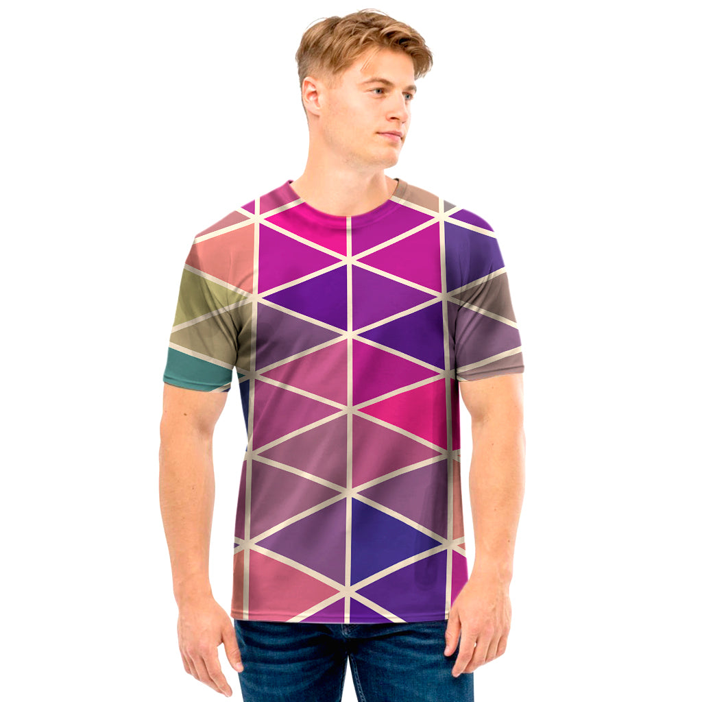 Pastel Geometric Shape Pattern Print Men's T-Shirt