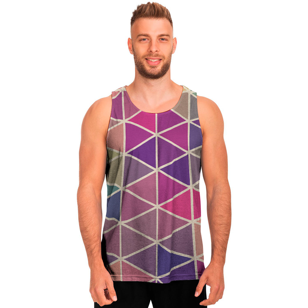 Pastel Geometric Shape Pattern Print Men's Tank Top