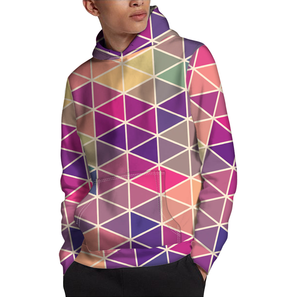 Pastel Geometric Shape Pattern Print Pullover Hoodie