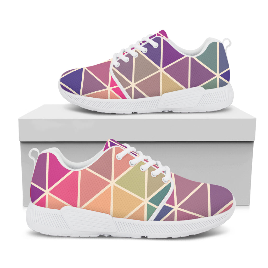 Pastel Geometric Shape Pattern Print White Athletic Shoes