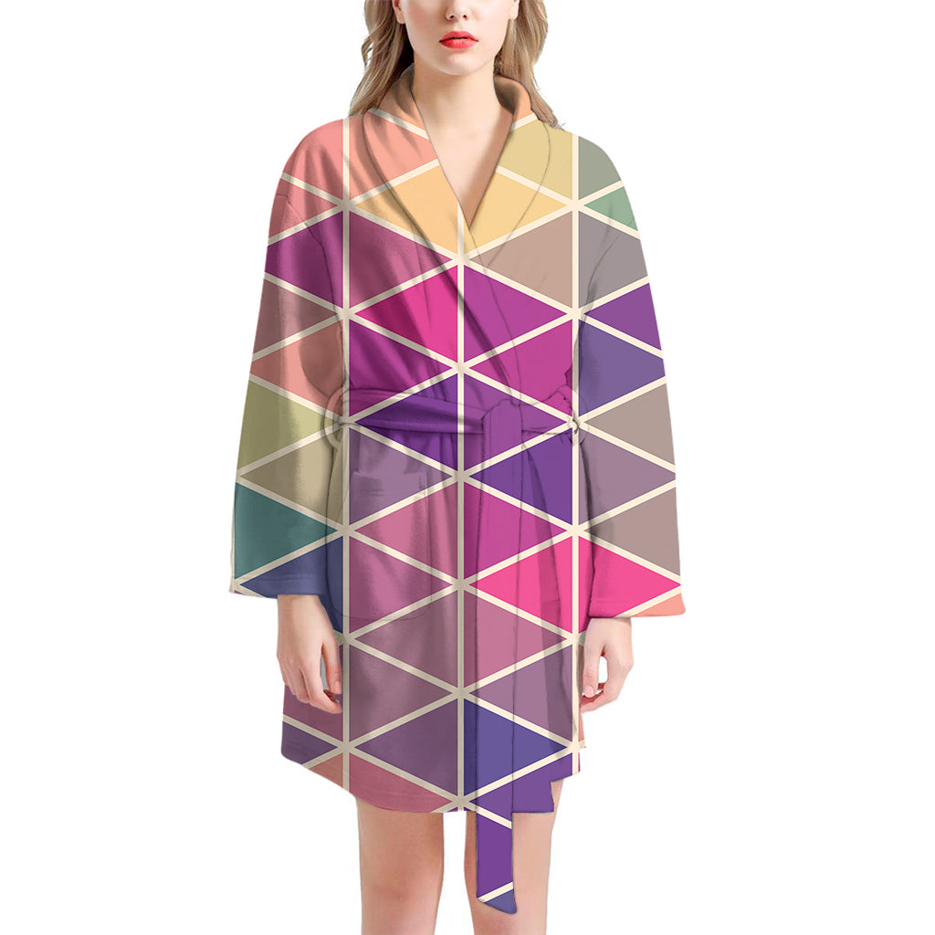 Pastel Geometric Shape Pattern Print Women's Bathrobe