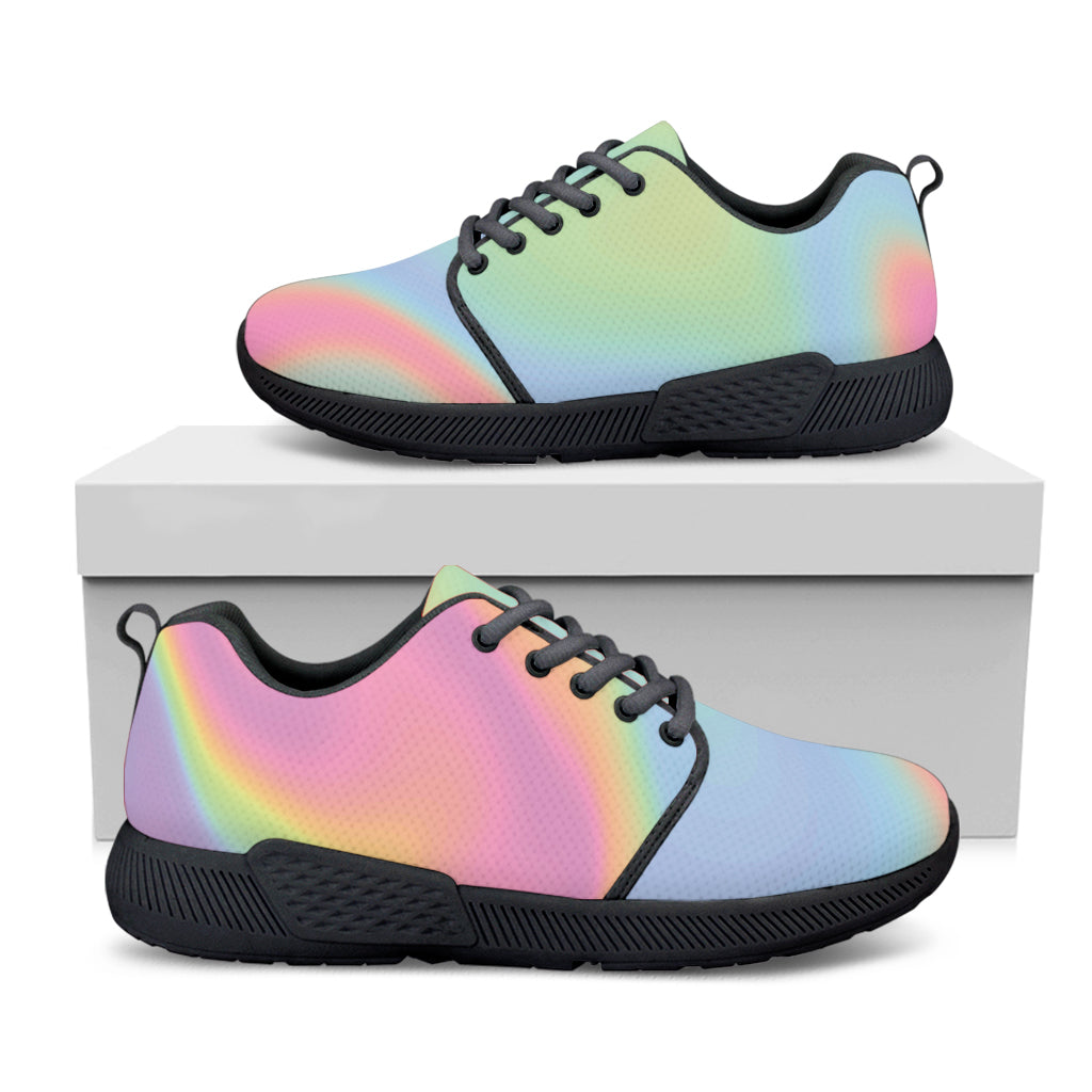 Pastel Holographic Print Black Athletic Shoes