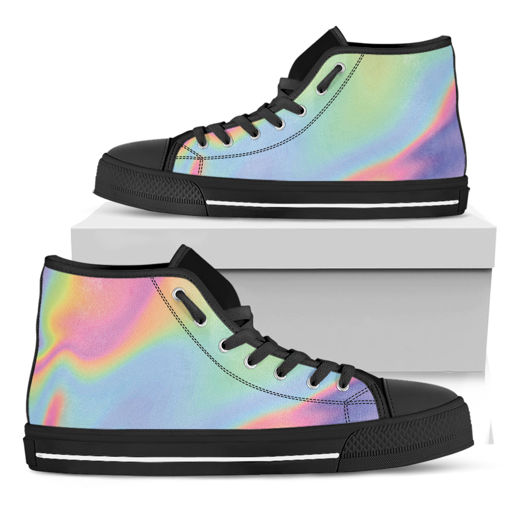 Pastel Holographic Print Black High Top Shoes