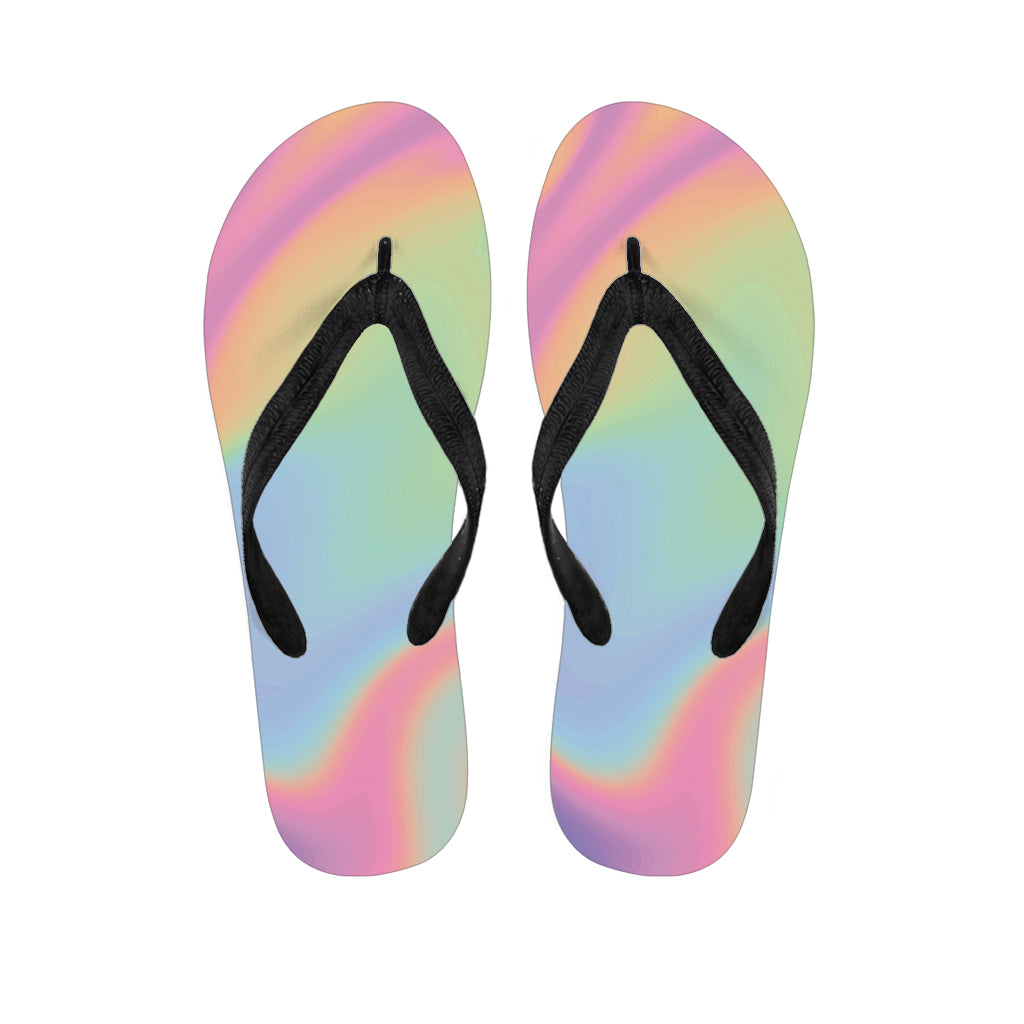 Pastel Holographic Print Flip Flops