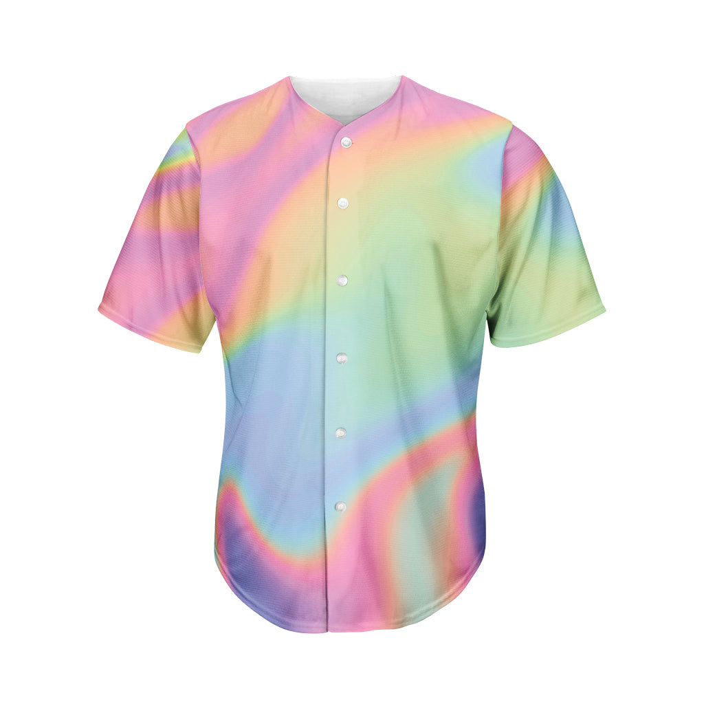 Pastel Holographic Print Men's Baseball Jersey