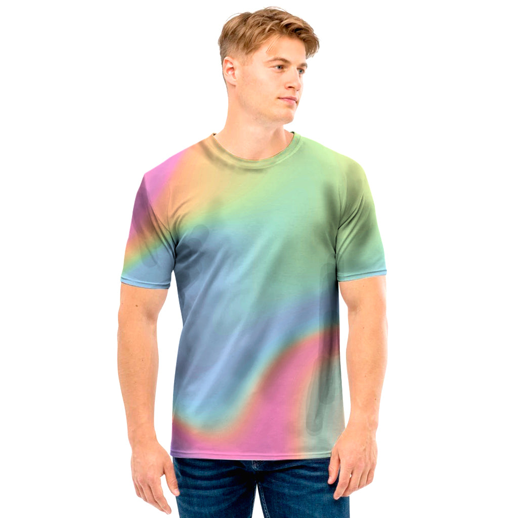 Pastel Holographic Print Men's T-Shirt