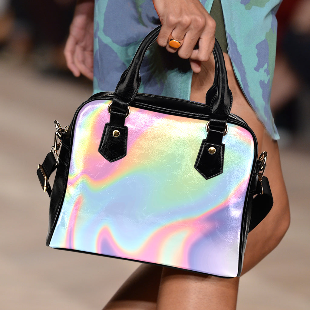 Pastel Holographic Print Shoulder Handbag