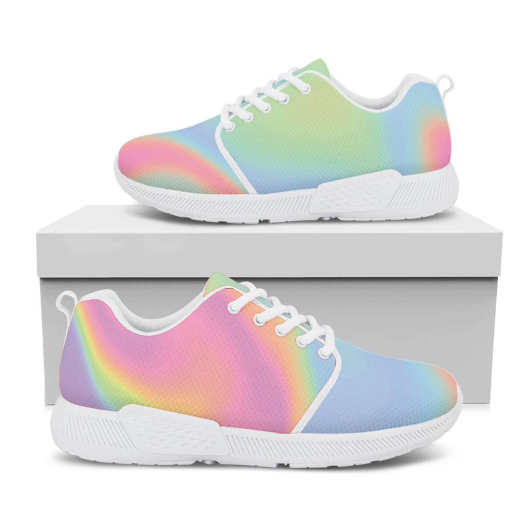 Pastel Holographic Print White Athletic Shoes