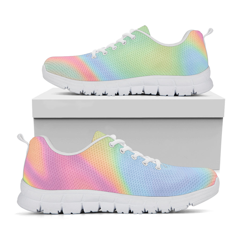 Pastel Holographic Print White Sneakers