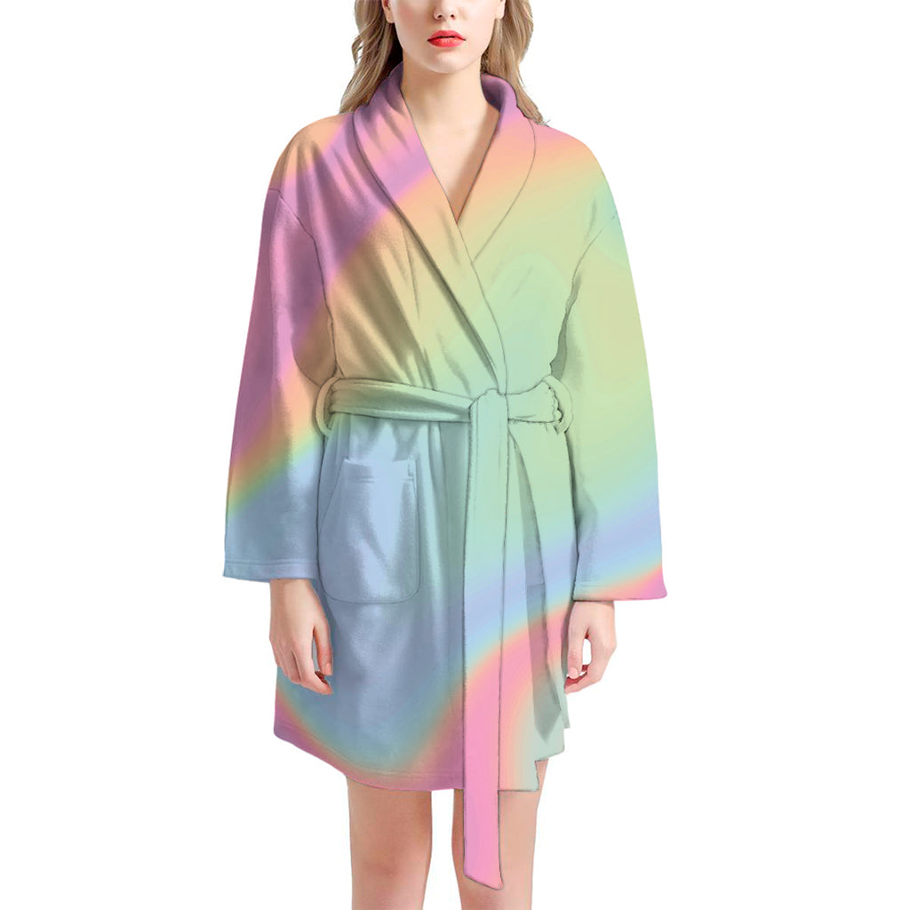 Pastel Holographic Print Women's Bathrobe