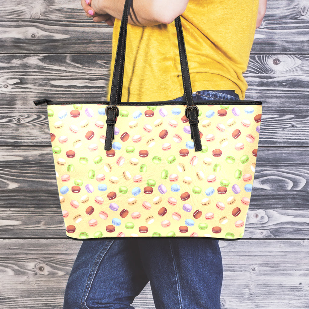 Pastel Macaron Pattern Print Leather Tote Bag