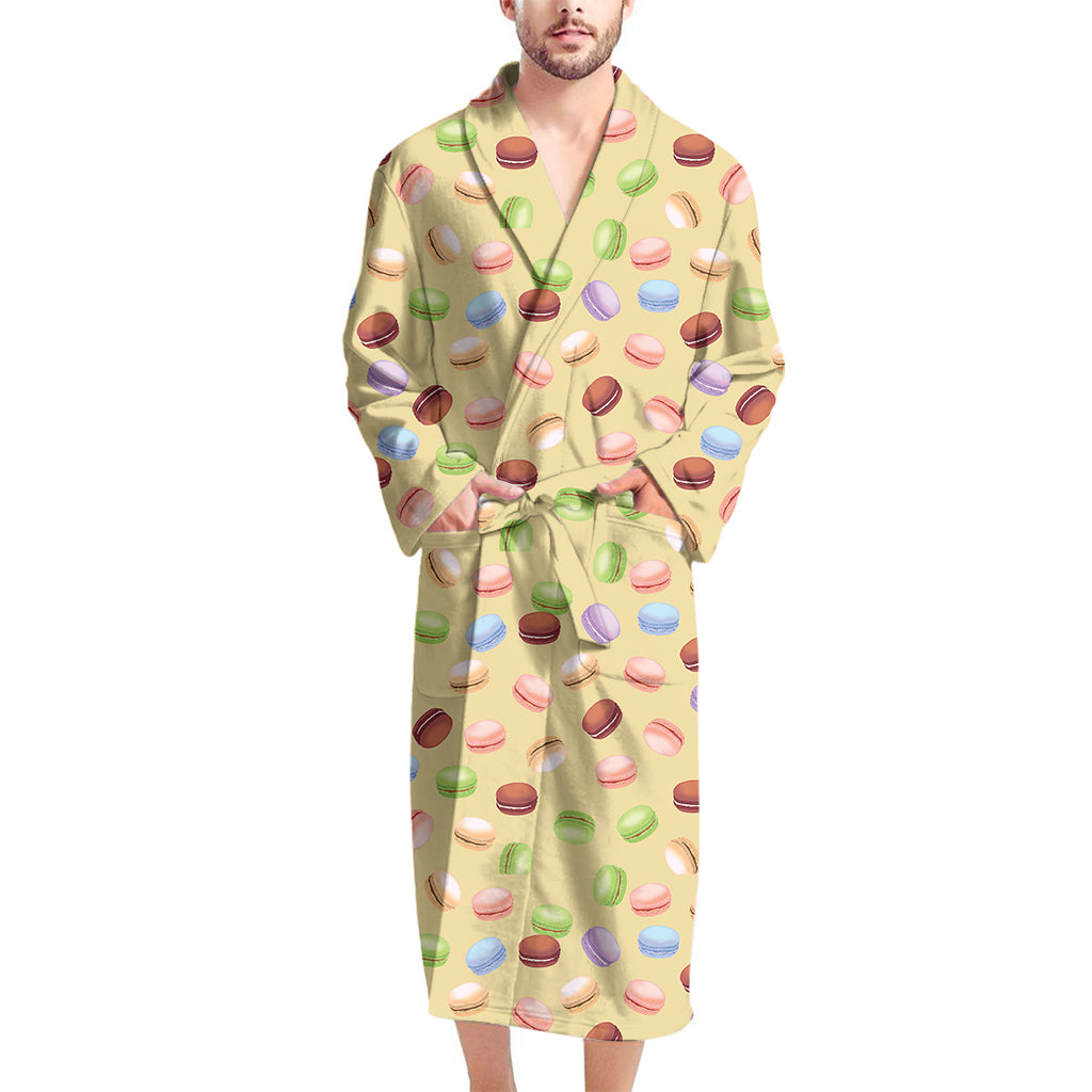 Pastel Macaron Pattern Print Men's Bathrobe