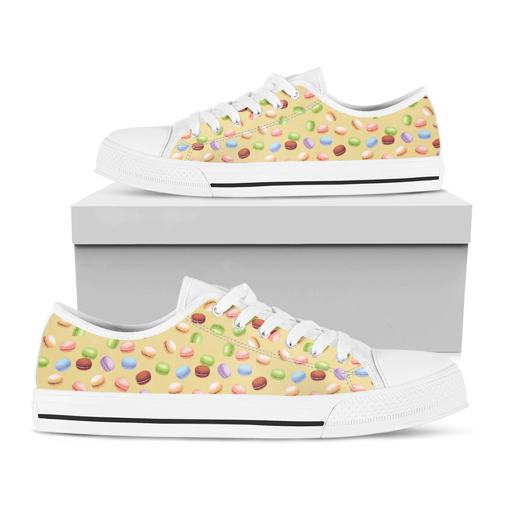 Pastel Macaron Pattern Print White Low Top Shoes