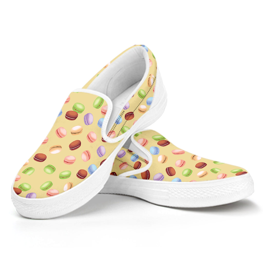 Pastel Macaron Pattern Print White Slip On Shoes