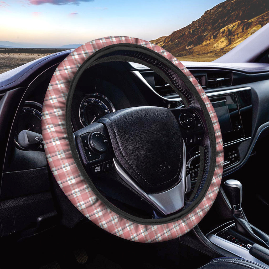 Pastel Madras Pattern Print Car Steering Wheel Cover