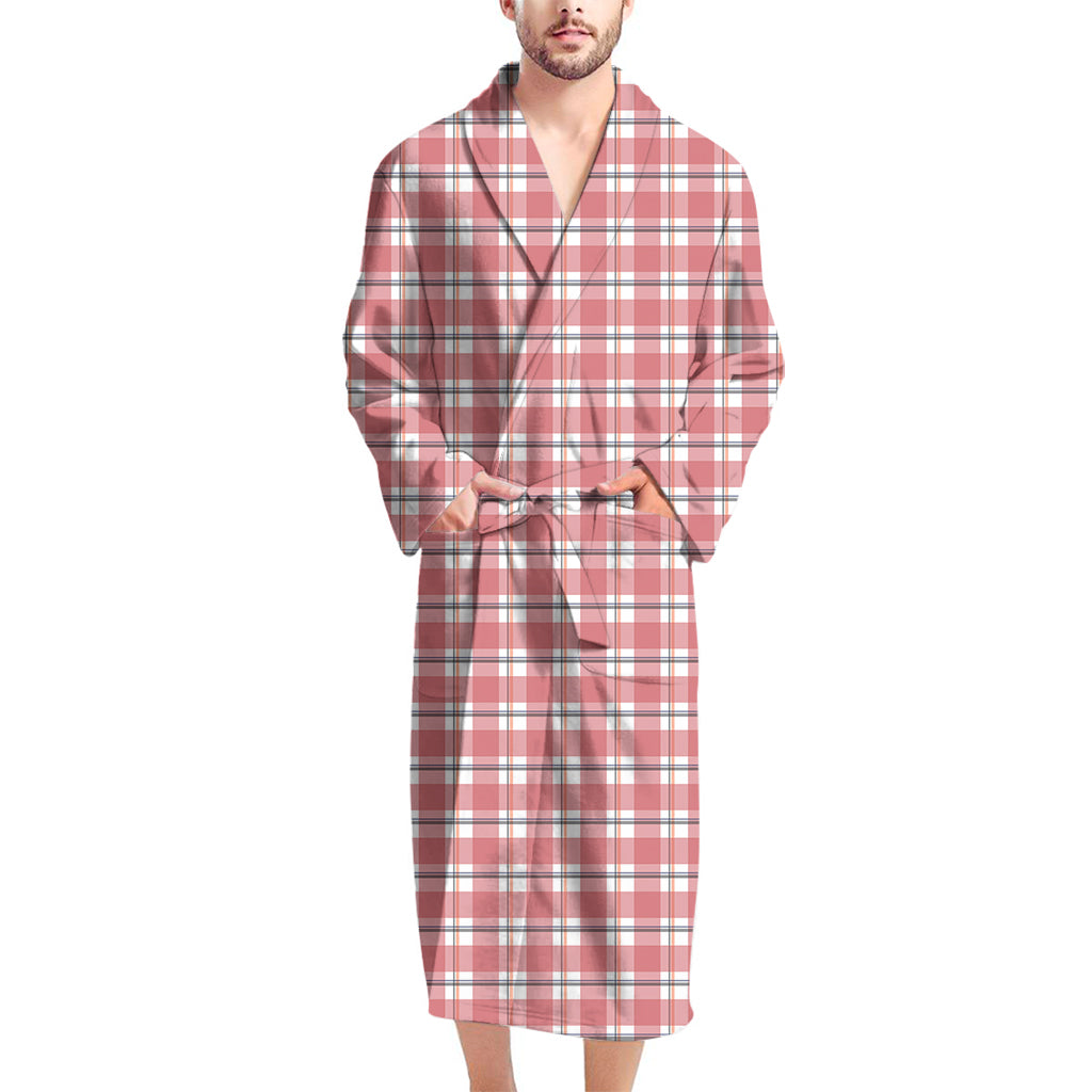 Pastel Madras Pattern Print Men's Bathrobe