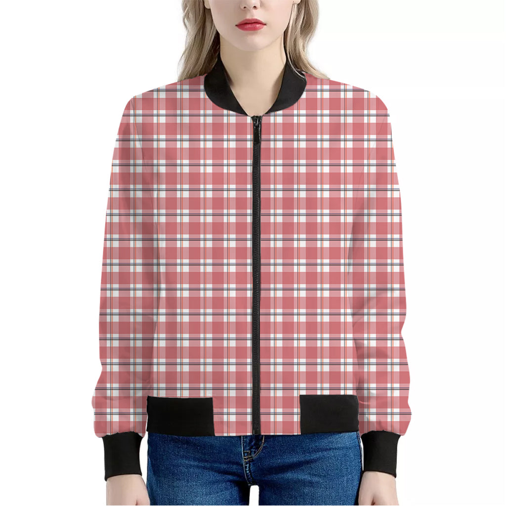 Pastel Madras Pattern Print Women's Bomber Jacket