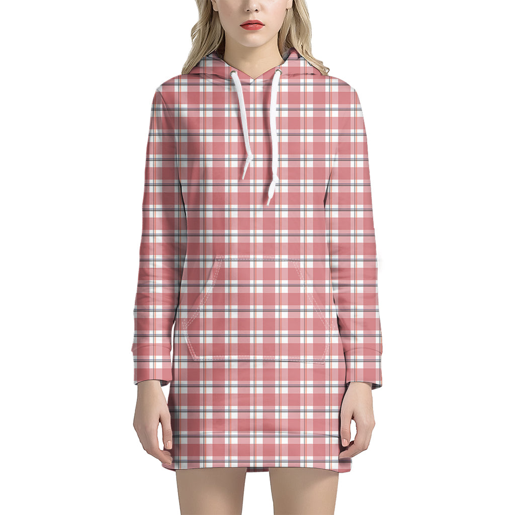 Pastel Madras Pattern Print Women's Pullover Hoodie Dress