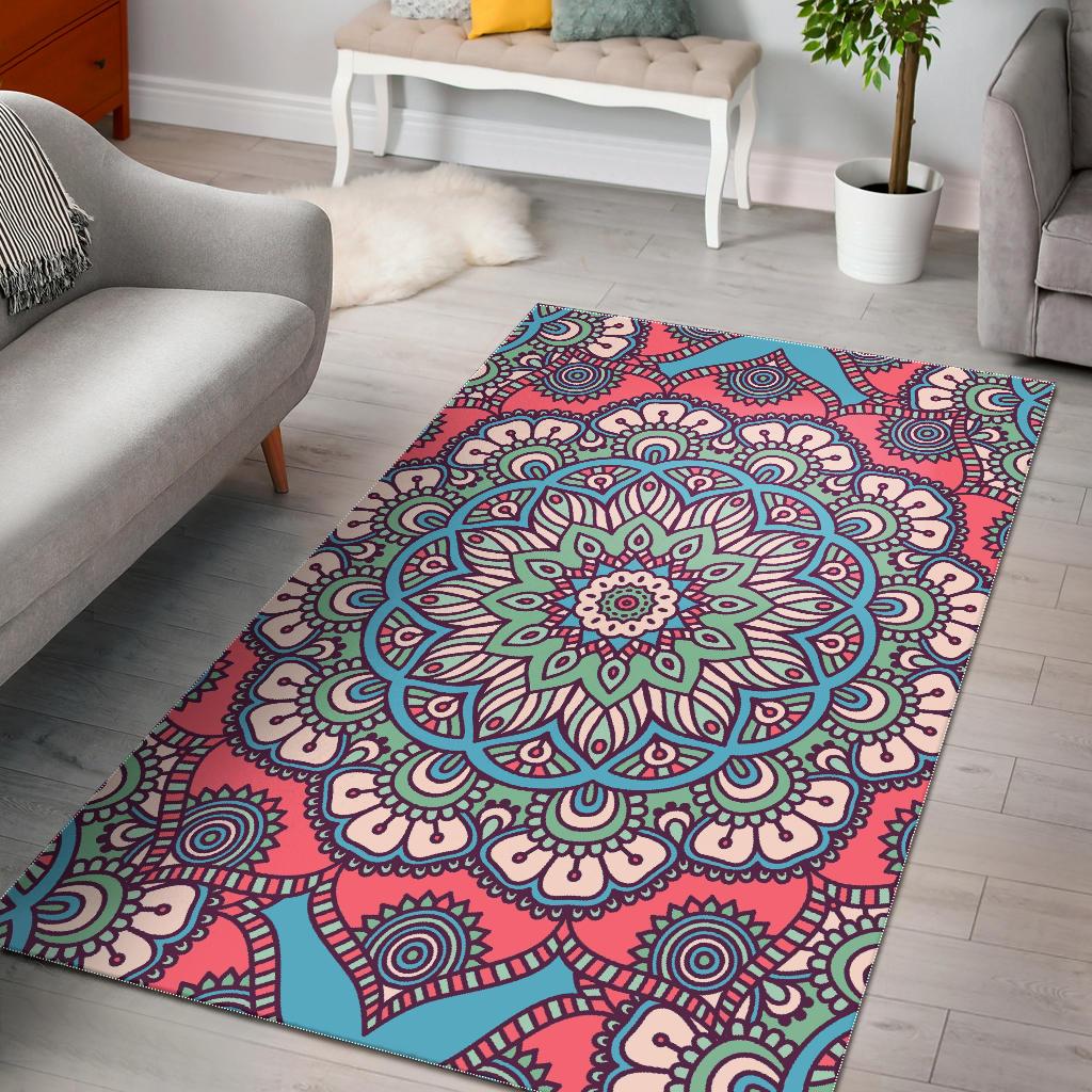 Pastel Mandala Bohemian Pattern Print Area Rug