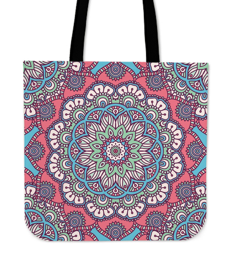 Pastel Mandala Bohemian Pattern Print Canvas Tote Bag